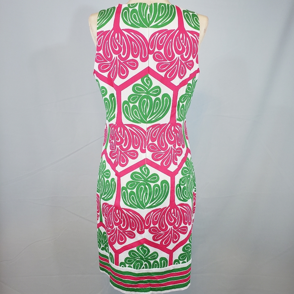 London Times pink and green shift dress size 4 - Picture 3 of 6